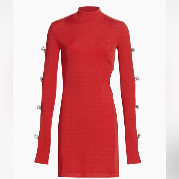 Mach & Mach Crystal Bow Rib-Knit Minidress Size UK10/US8 NWT - Picture 2 of 11